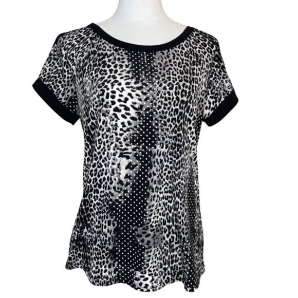 Diana Belle Tops - Diana Belle Women's Animal Print Short Raglan Sleeve Cowl Neck Blouse Sz M
